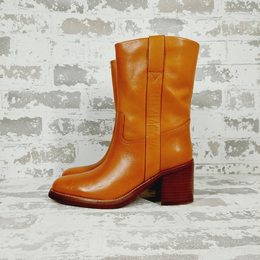 NEW Jeffery Campbell Desert Me Stacked Block Heeled Mid-Calf Boots